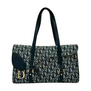 CHRISTIAN DIOR Blue Leather Trotter Shoulder Bag